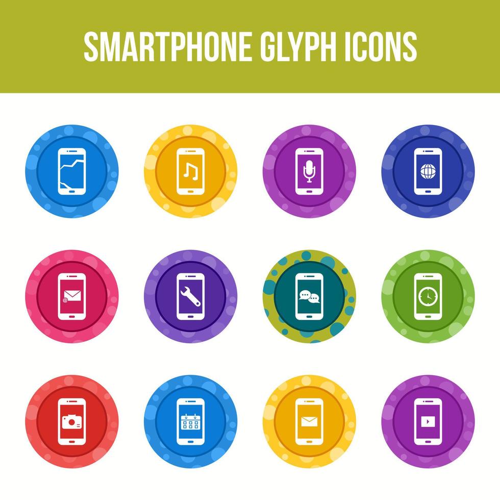 Unique smartphone vector glyph icon set