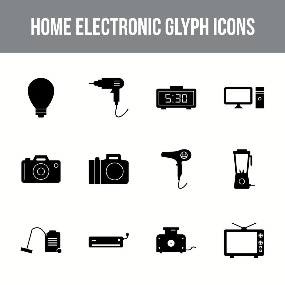 Unique home electronic vector glyph icon set