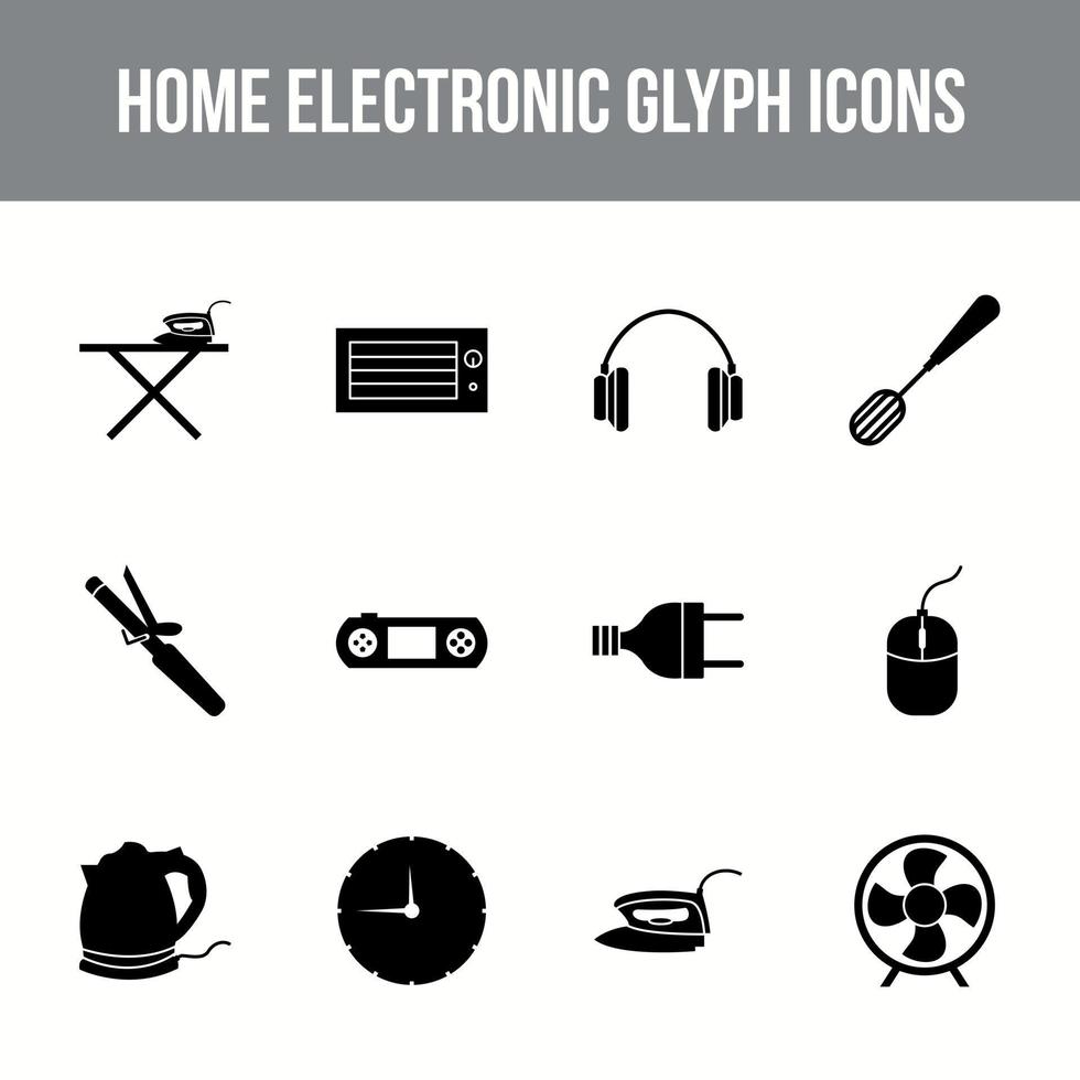 Unique home electronic vector glyph icon set