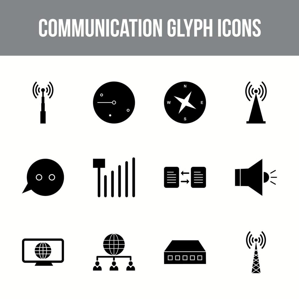Unique communication vector glyph icon set