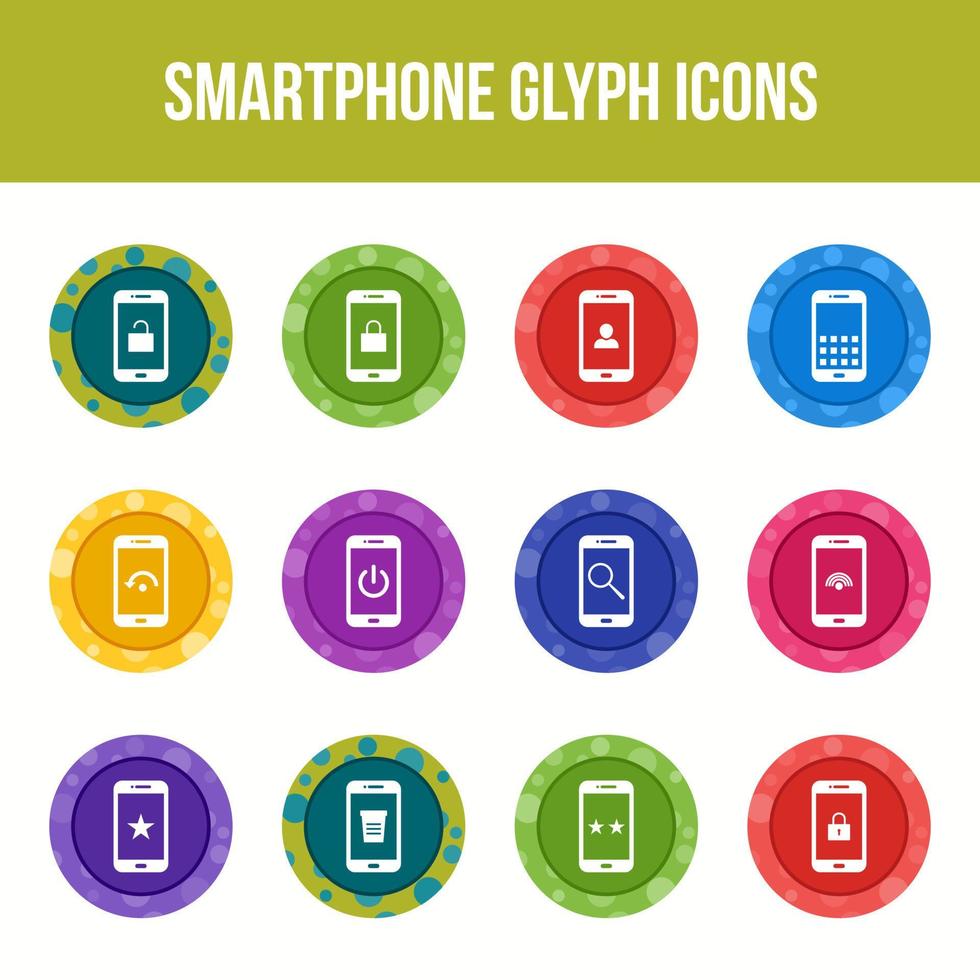 Unique smartphone vector glyph icon set