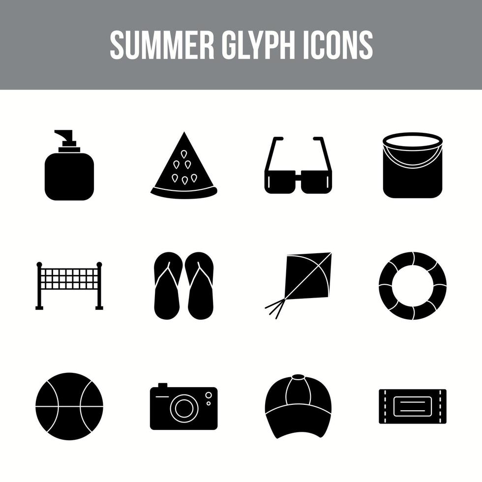 Unique summer vector glyph icon set