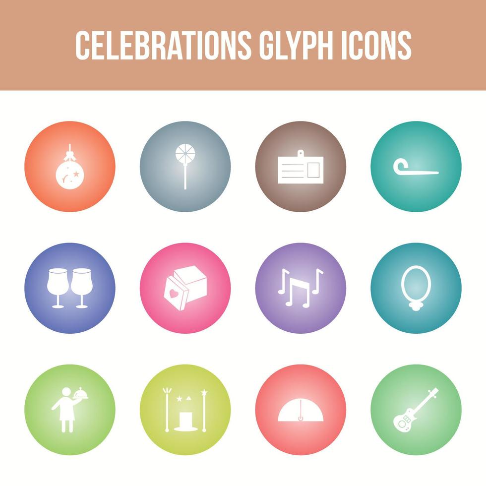 Unique celebration vector glyph icon set