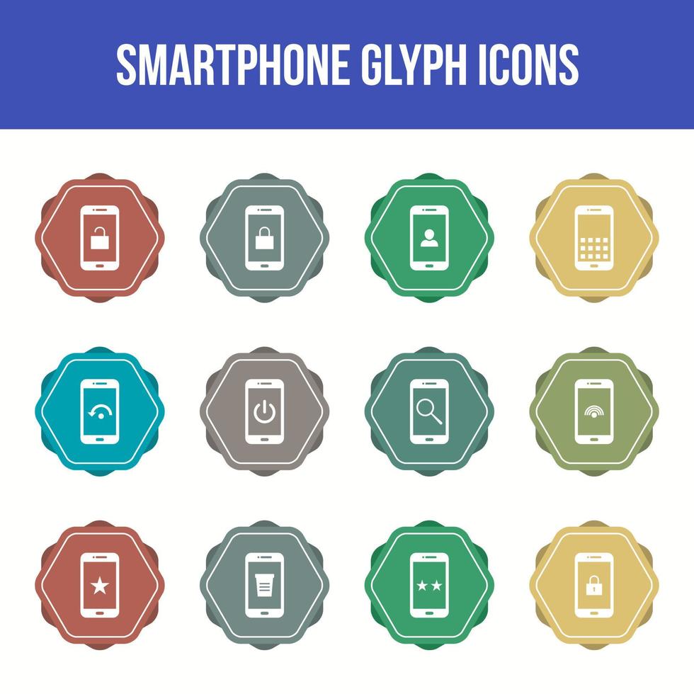 Unique smartphone vector glyph icon set