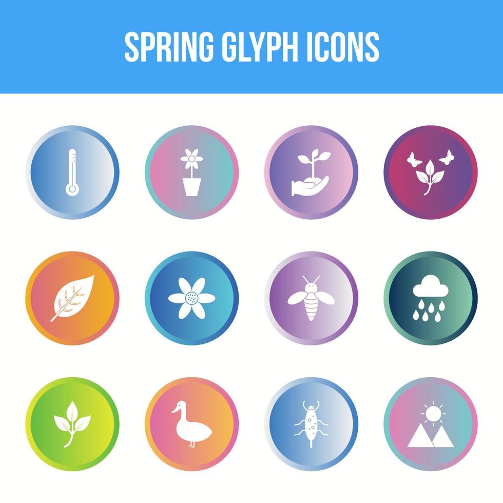 Unique spring vector glyph icon set