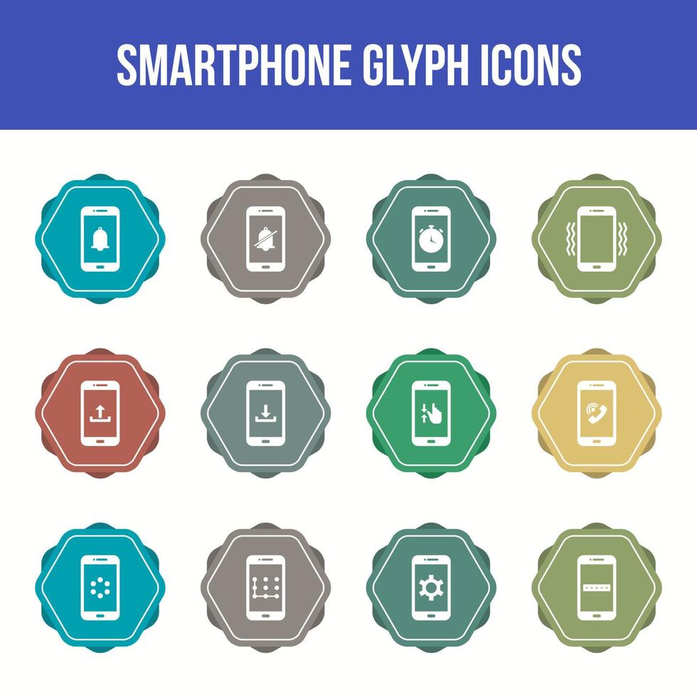 Unique smartphone vector glyph icon set
