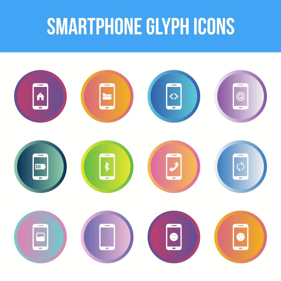 Unique smartphone vector glyph icon set