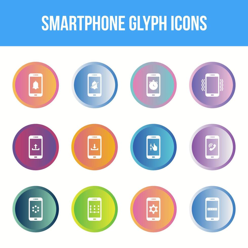 Unique smartphone vector glyph icon set