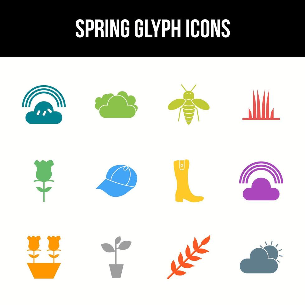 Unique spring vector glyph icon set