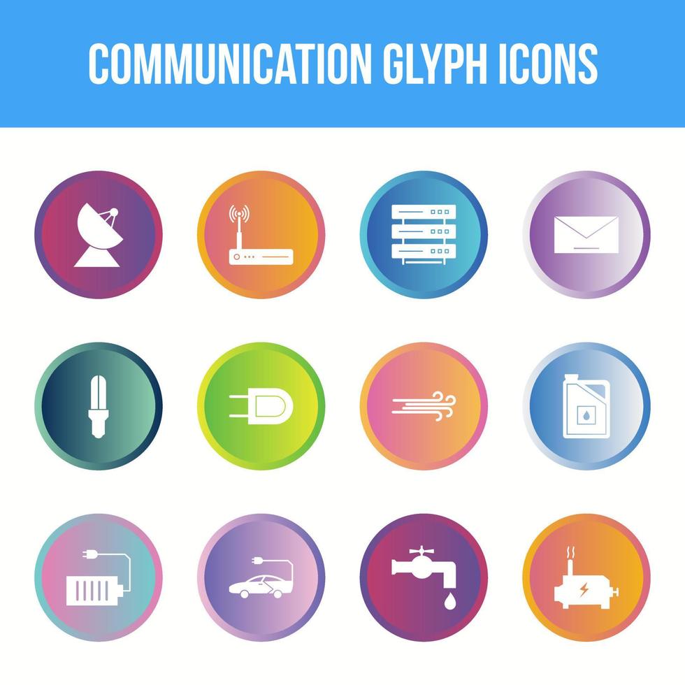 Unique communication vector glyph icon set