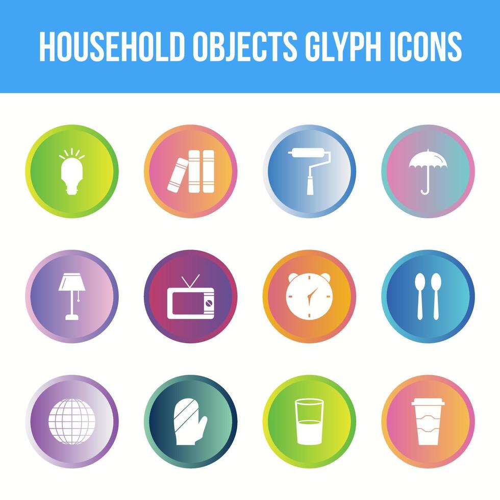 conjunto de iconos de glifo vectorial de objetos domésticos únicos vector