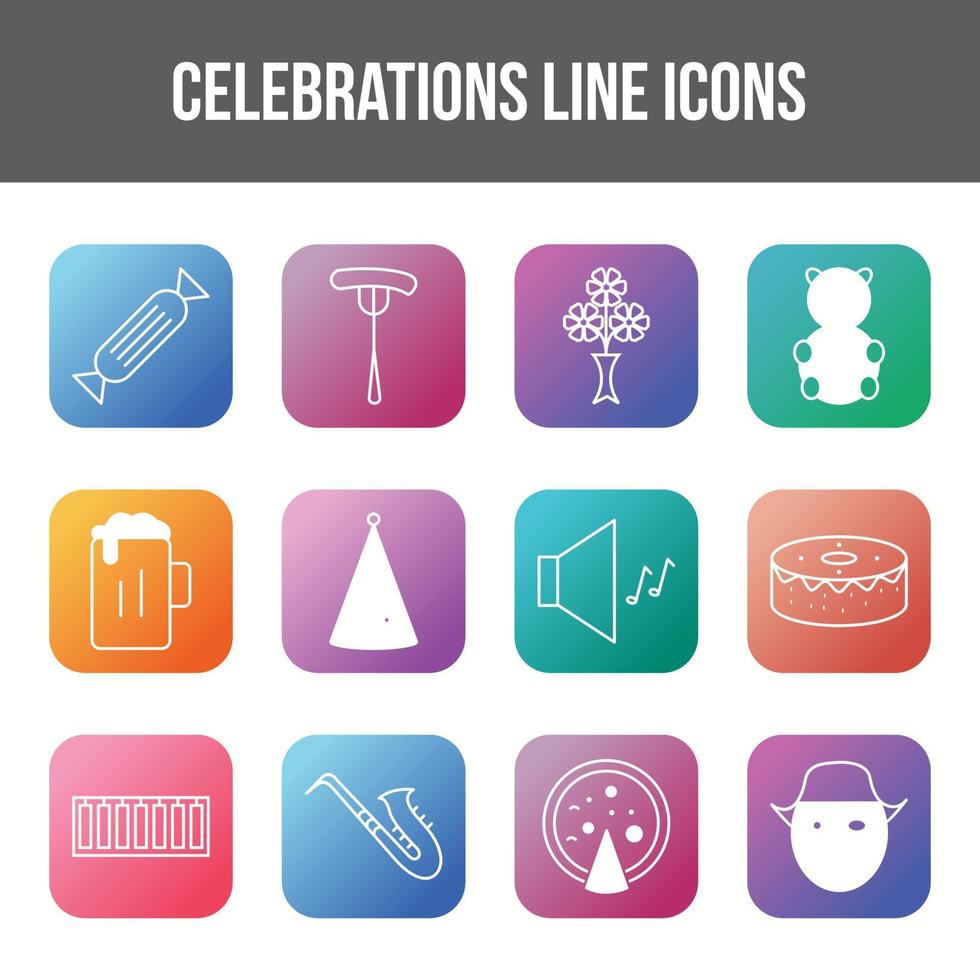 Unique celebration vector line icon set