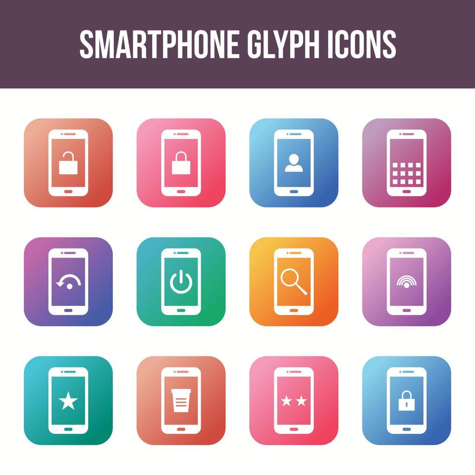 Unique smartphone vector glyph icon set