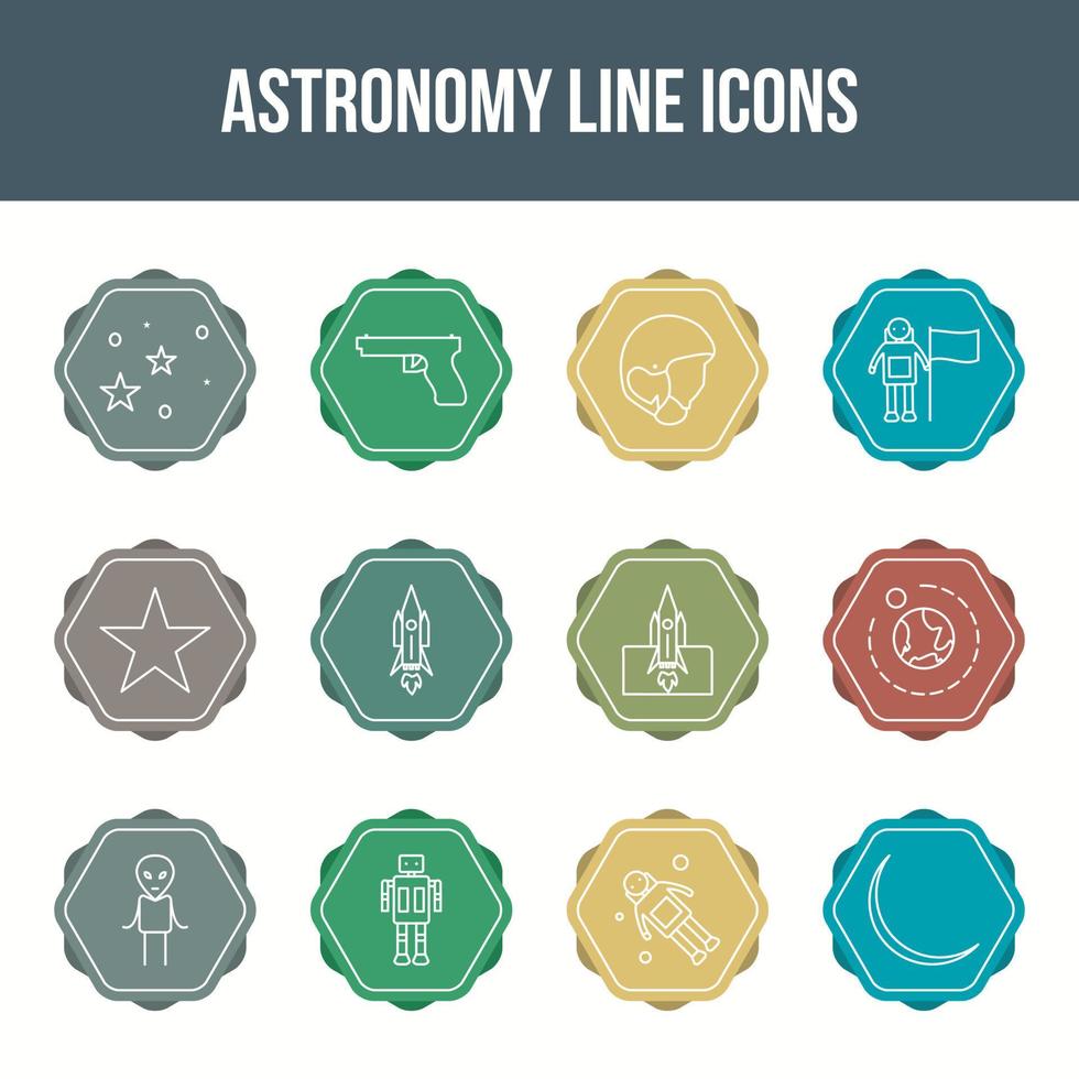 conjunto de iconos de línea de vector de astronomía único