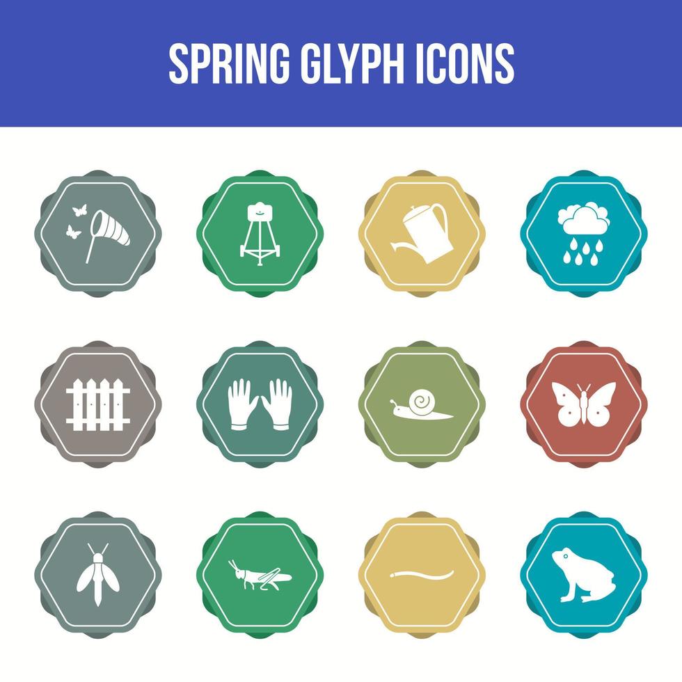 Unique spring vector glyph icon set