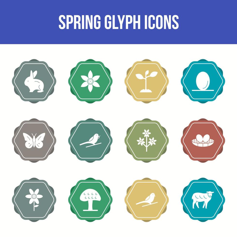 Unique spring vector glyph icon set