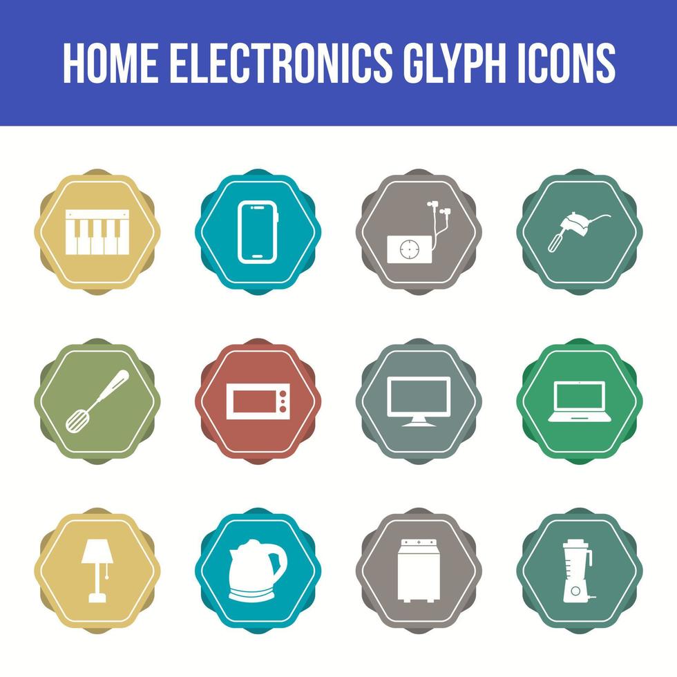 Unique home electronics vector glyph icon set