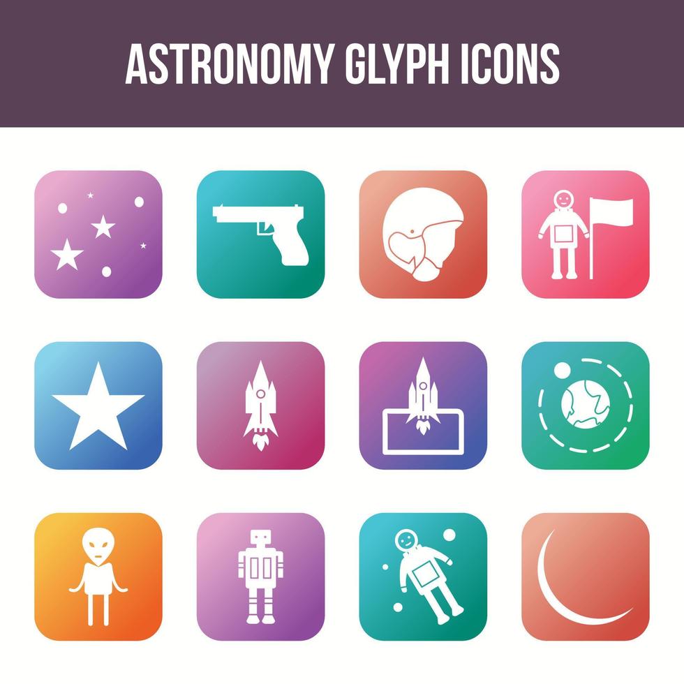 Unique astronomy vector glyph icon set