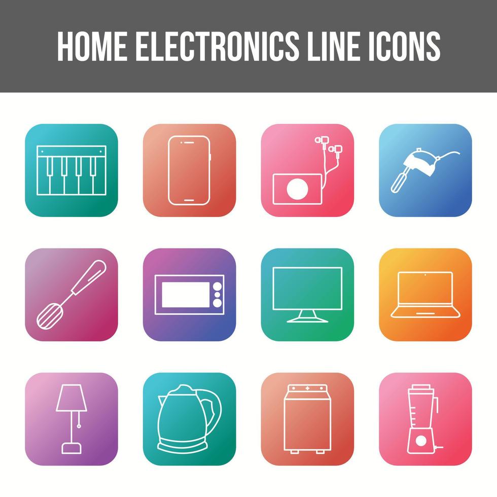 Unique home electronics vector line icon set
