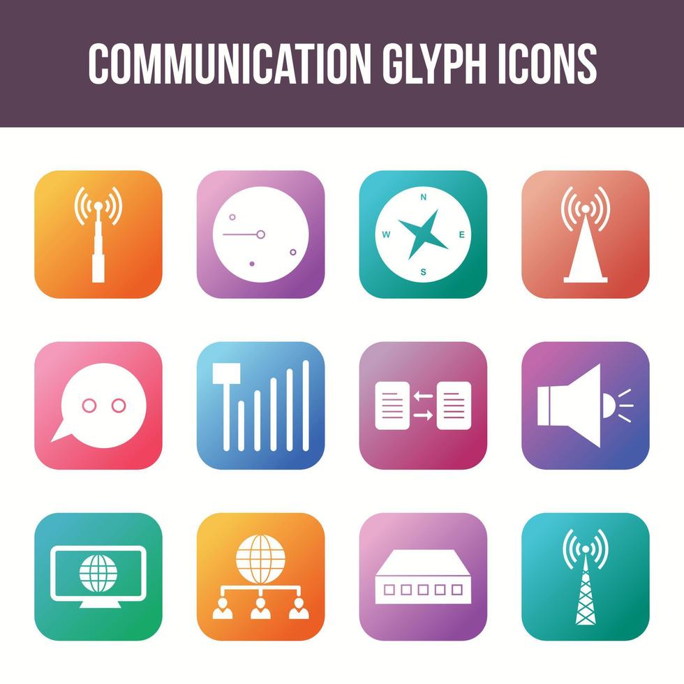 conjunto de iconos de glifo de vector de comunicación única