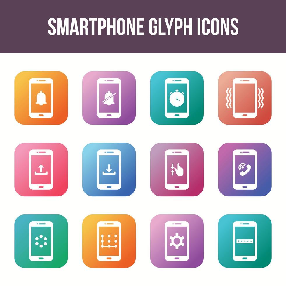 Unique smartphone vector glyph icon set