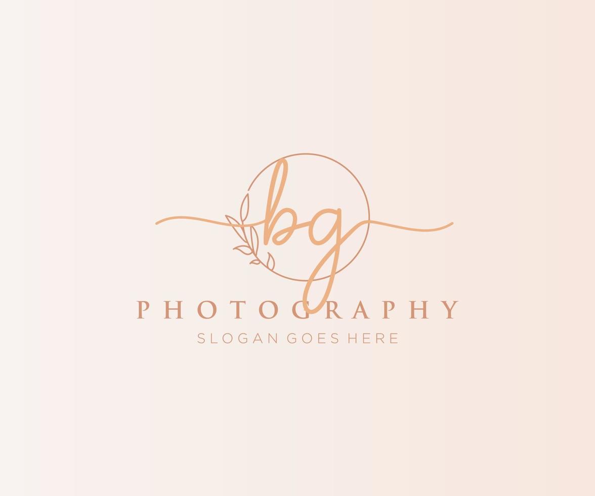 Initial BG feminine logo. Usable for Nature, Salon, Spa, Cosmetic and Beauty Logos. Flat Vector Logo Design Template Element.