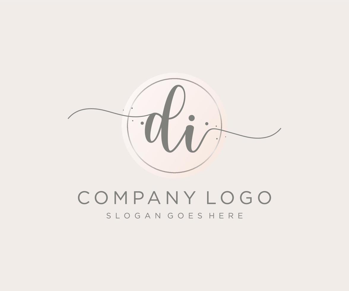 Initial DI feminine logo. Usable for Nature, Salon, Spa, Cosmetic and Beauty Logos. Flat Vector Logo Design Template Element.