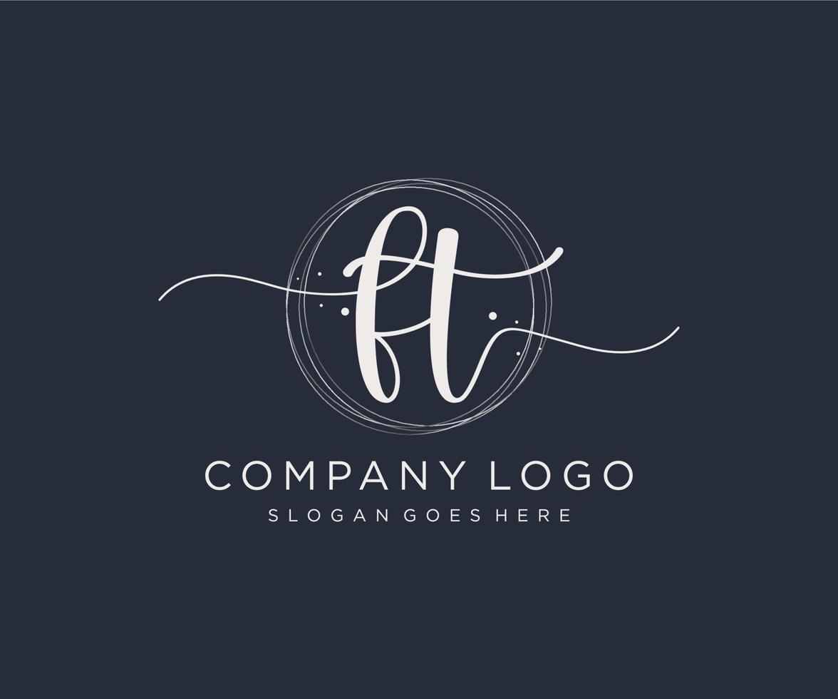 Initial FT feminine logo. Usable for Nature, Salon, Spa, Cosmetic and Beauty Logos. Flat Vector Logo Design Template Element.