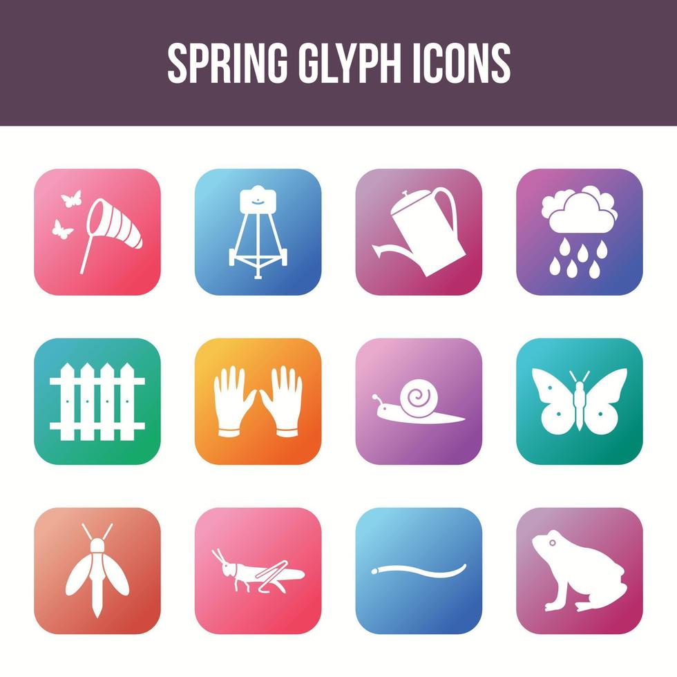 Unique spring vector glyph icon set