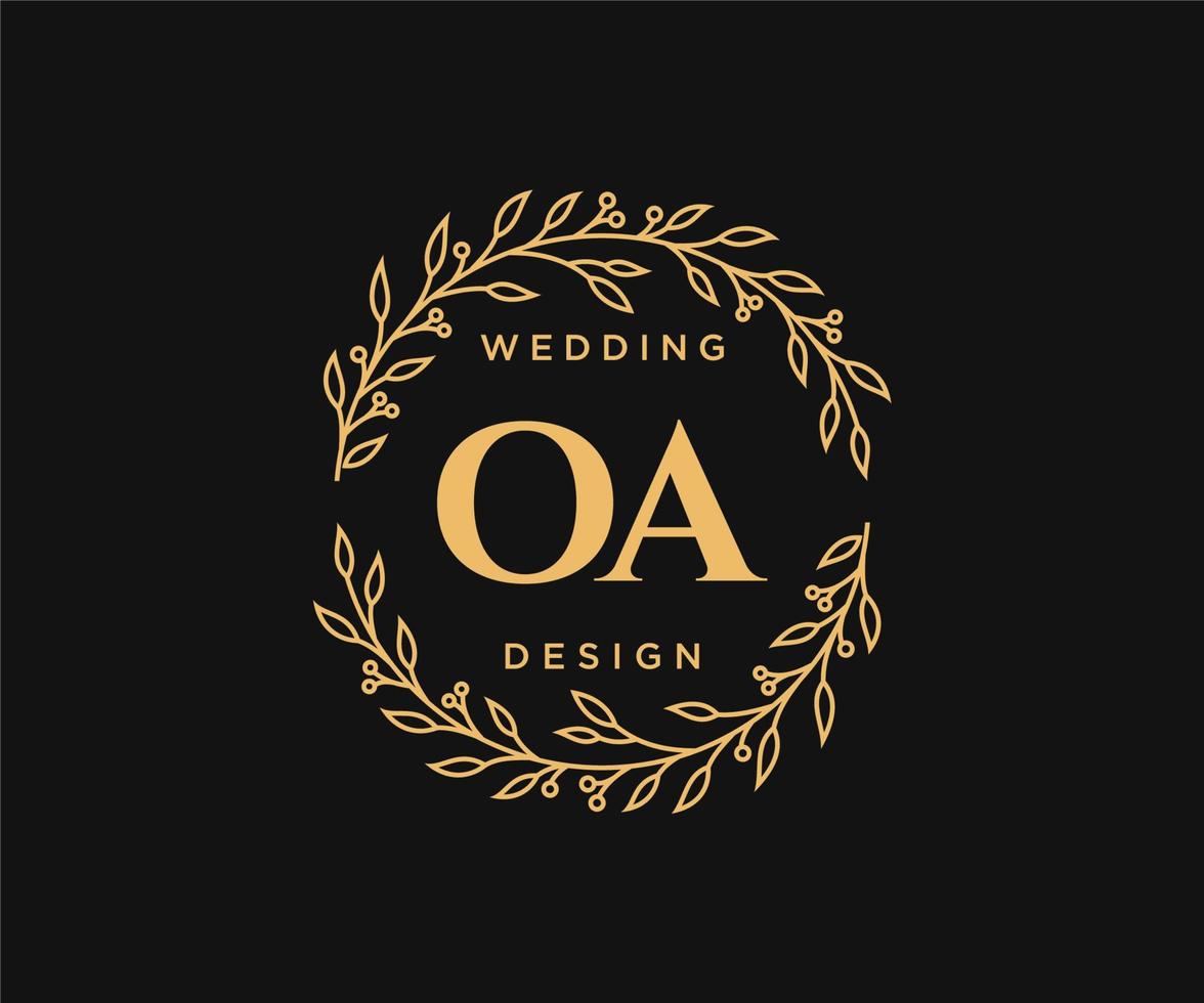 OA Initials letter Wedding monogram logos collection, hand drawn modern minimalistic and floral templates for Invitation cards, Save the Date, elegant identity for restaurant, boutique, cafe in vector