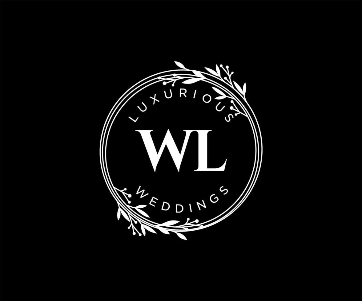 WL Initials letter Wedding monogram logos template, hand drawn modern minimalistic and floral templates for Invitation cards, Save the Date, elegant identity. vector