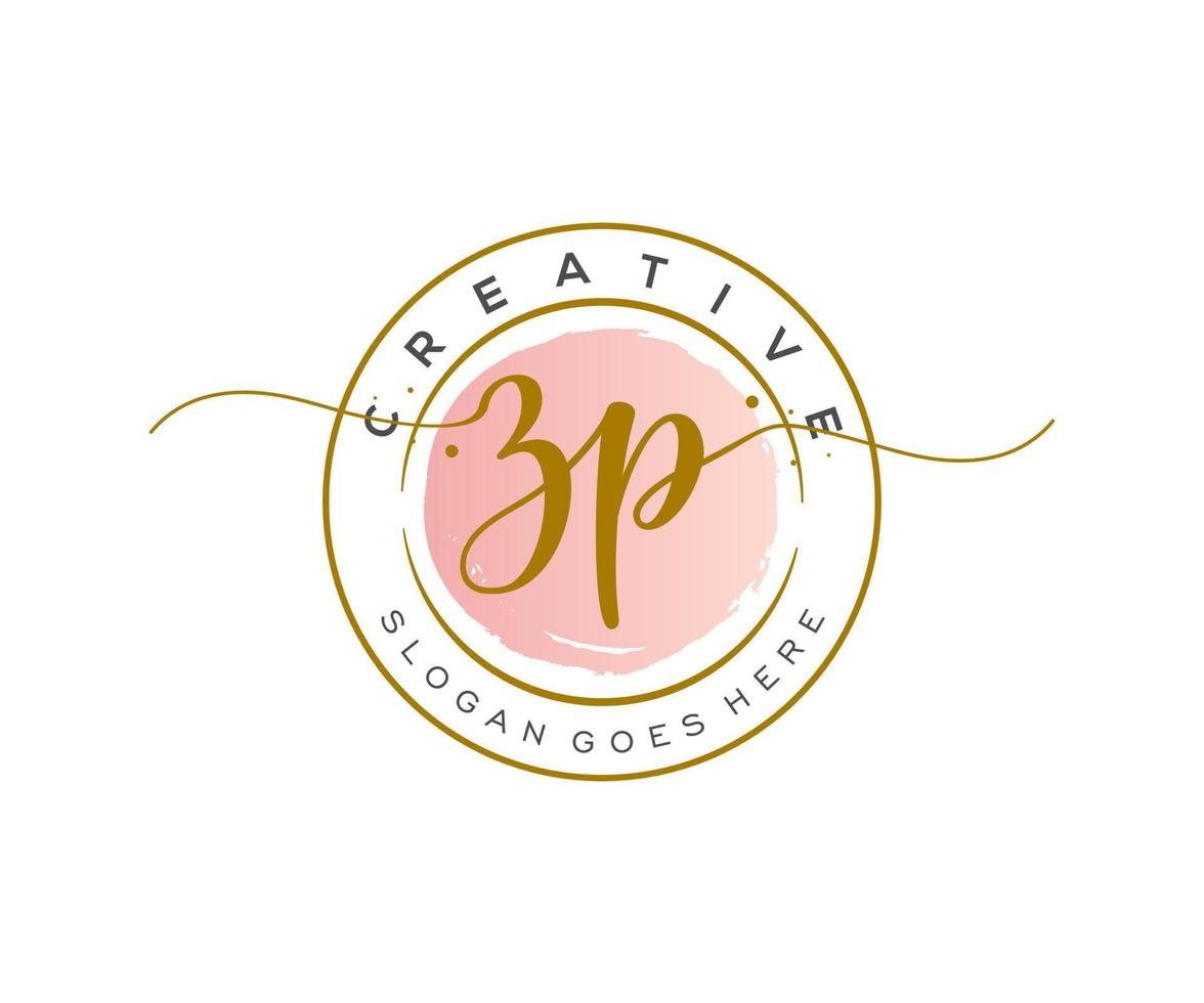 initial ZP Feminine logo beauty monogram and elegant logo design, handwriting logo of initial signature, wedding, fashion, floral and botanical with creative template. vector