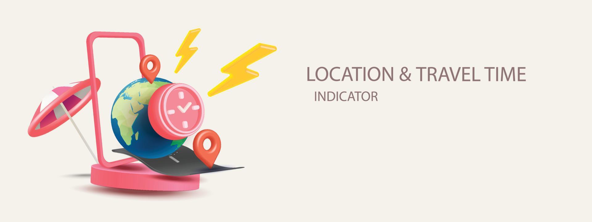 podium with phone internet online 3D World Map icon with pins navigator minimal pink travel vector checking points illustration concept destination plan cartoon