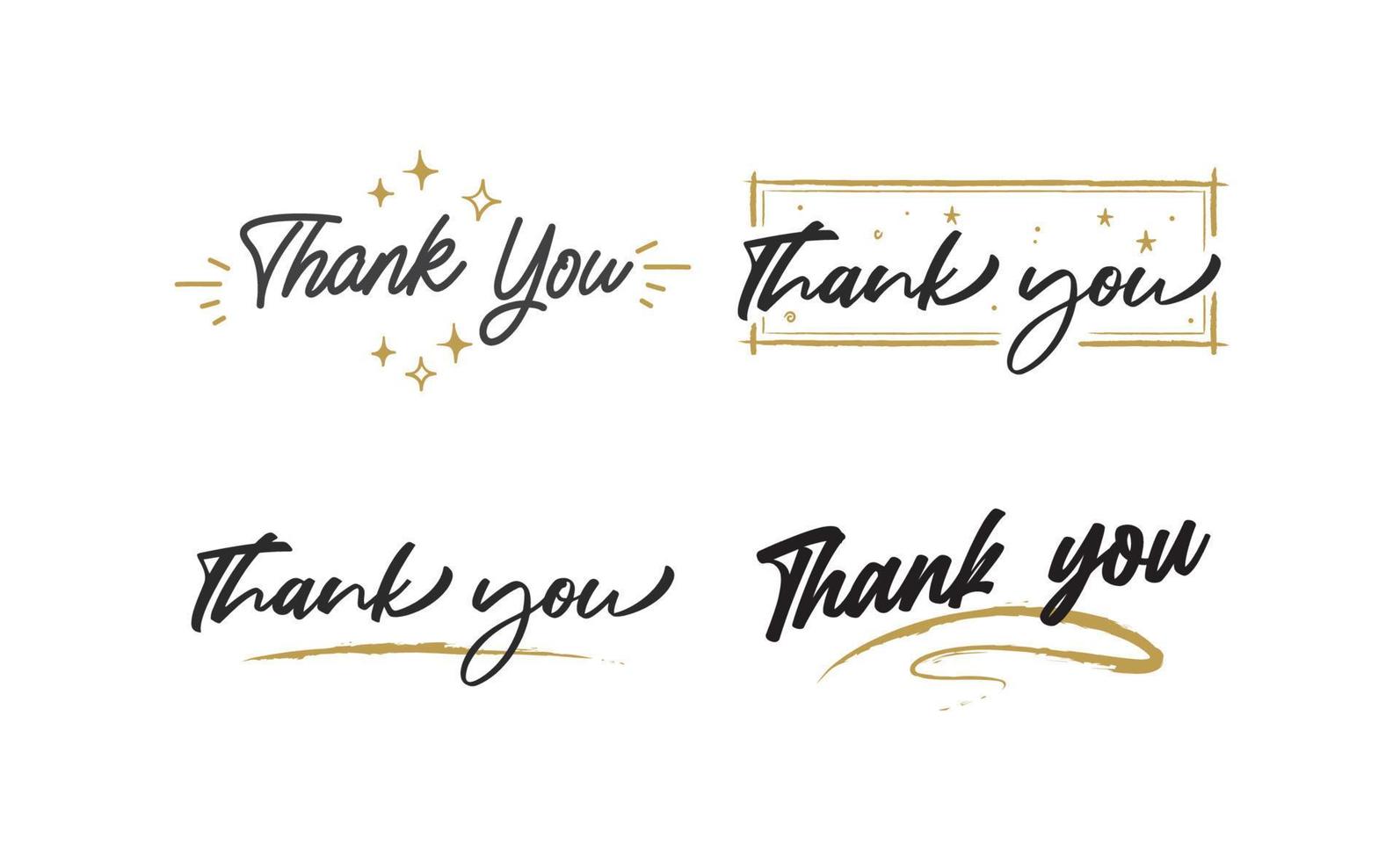 Set of custom THANK YOU hand lettering designs. vector