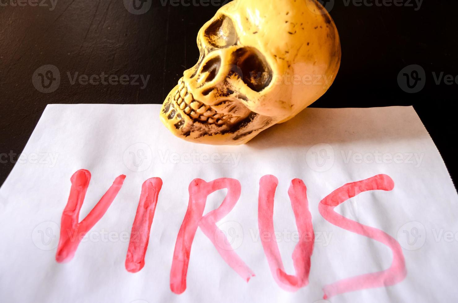 Virus written on paper photo