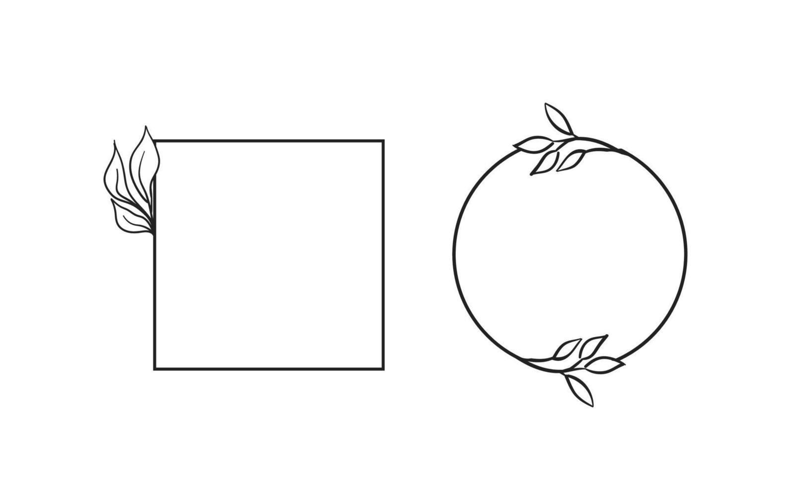Floral decorative vector frame. Circle and square shaped frame. Elegant ornaments.