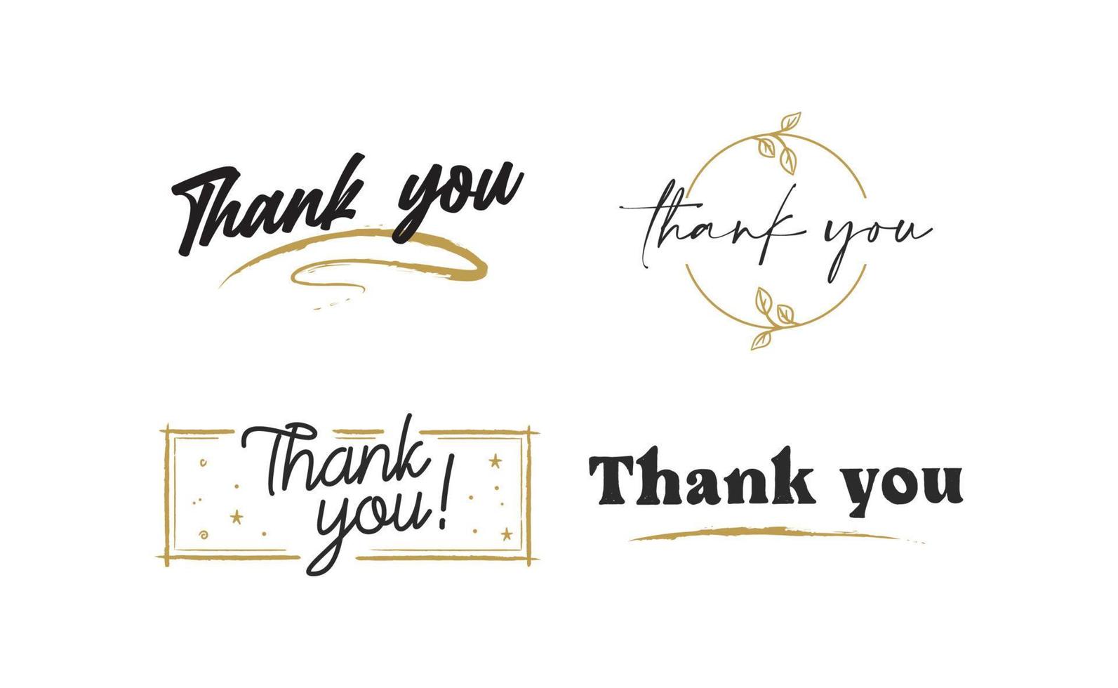 Set of custom THANK YOU hand lettering designs. vector