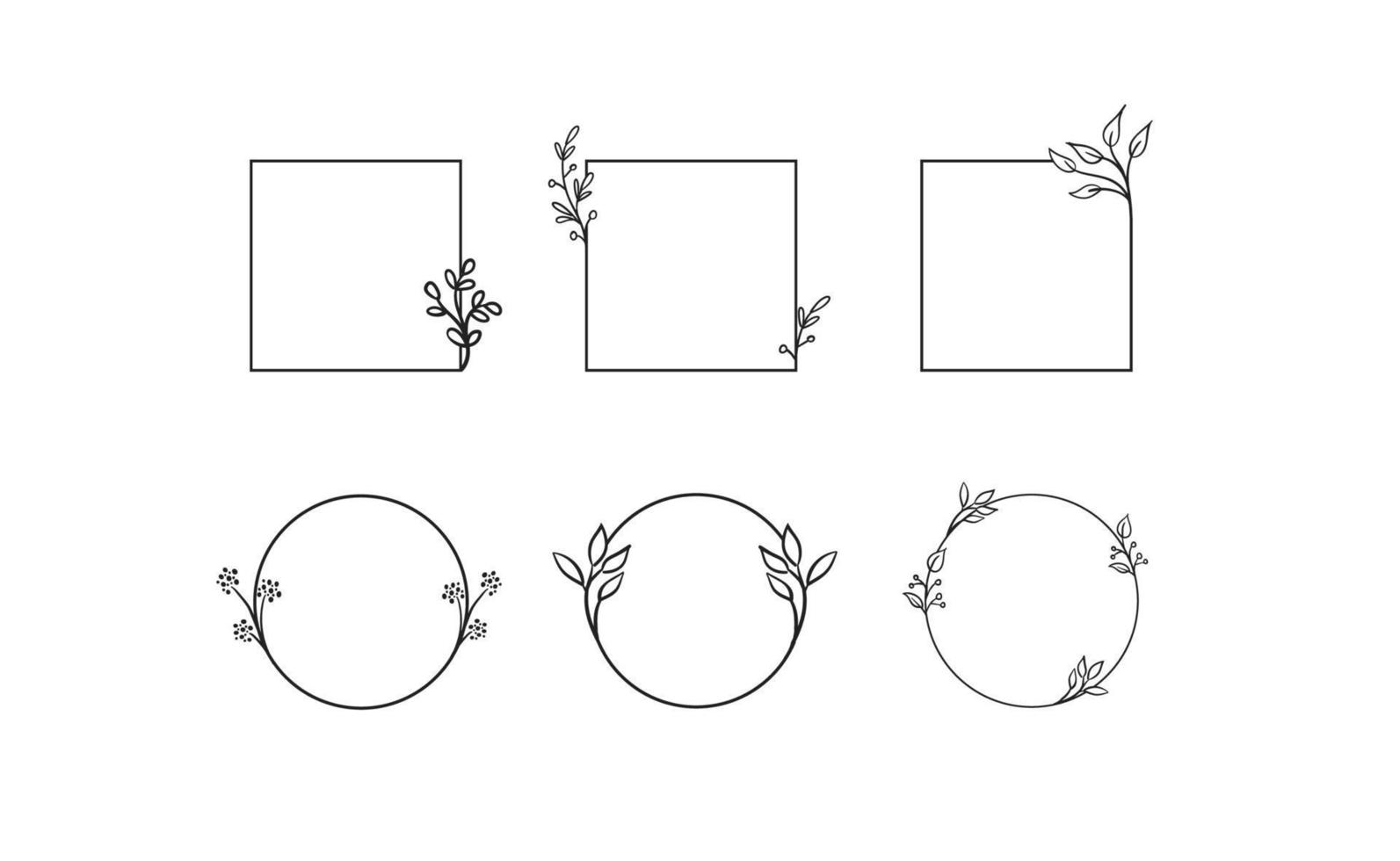 Floral decorative vector frame. Circle and square shaped frame. Elegant ornaments.