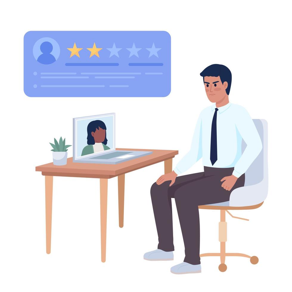 HR manager disappointed with job candidate semi flat color vector character. Editable figure. Full body person on white. Simple cartoon style illustration for web graphic design and animation