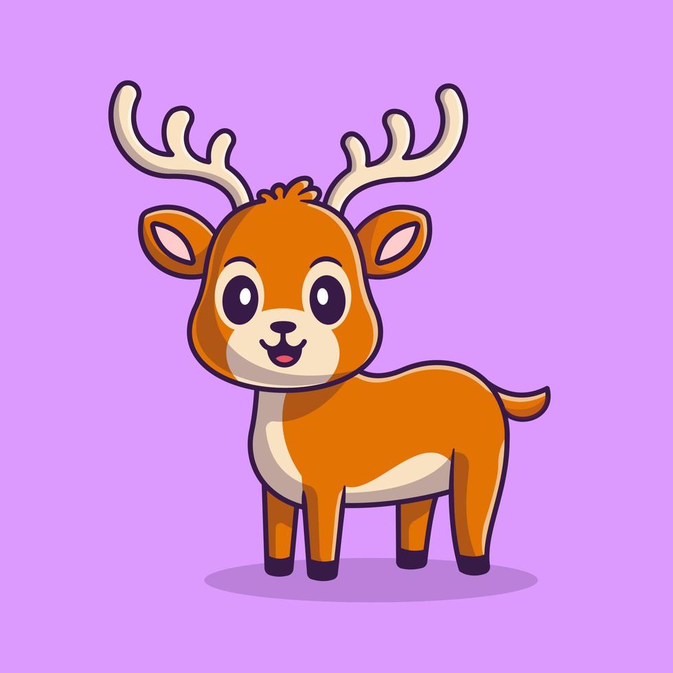 Cute Deer Cartoon Vector Icon Illustration. Animal Nature Icon Concept  Isolated Premium Vector. Flat Cartoon Style