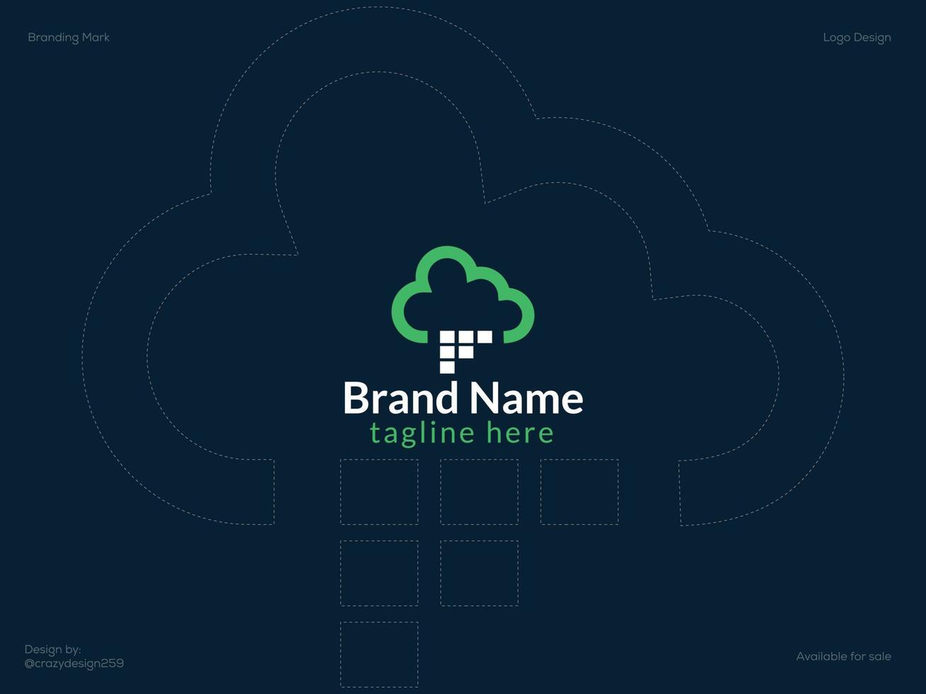Cloud and pixel logo design vector