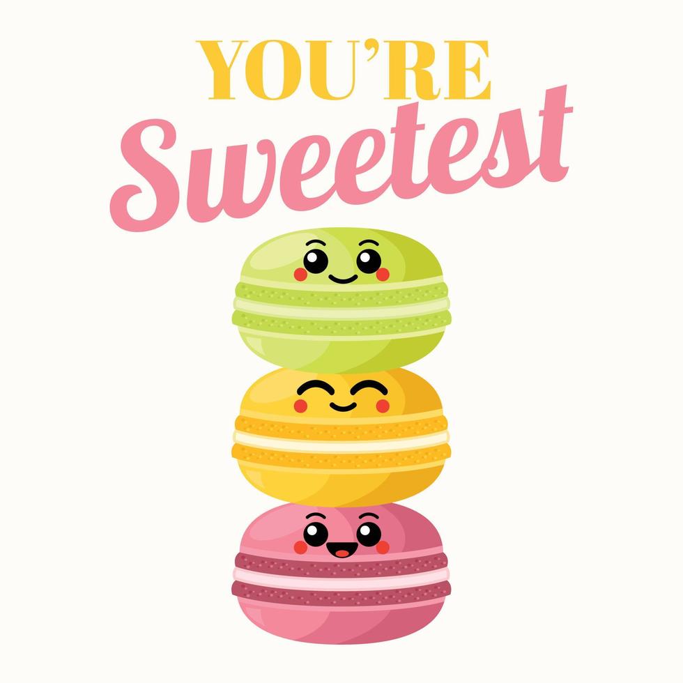 Cute macaroons vector print for t-shirt or other uses, T-shirt graphics textile graphic. Flat Design element for poster, banner, greeting card