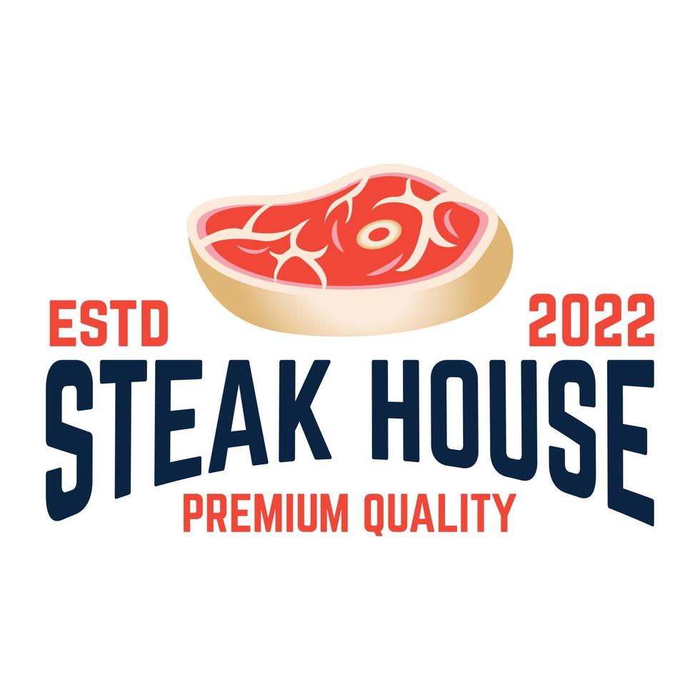Vintage Retro Steak house logo, icon designed for steak, grill, bbq houses and restaurants. Vector illustration isolated on white background
