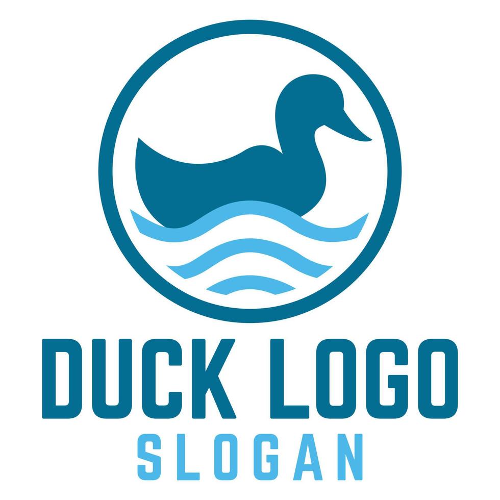 pato nadando en el agua logo diseño plano logo ilustración. plantilla de logotipo vectorial aislada sobre fondo blanco vector