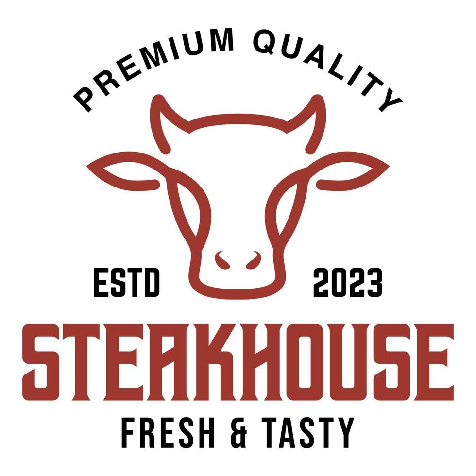 Vintage retro Steakhouse flat design modern logo illustration. vector logo template isolated on white background