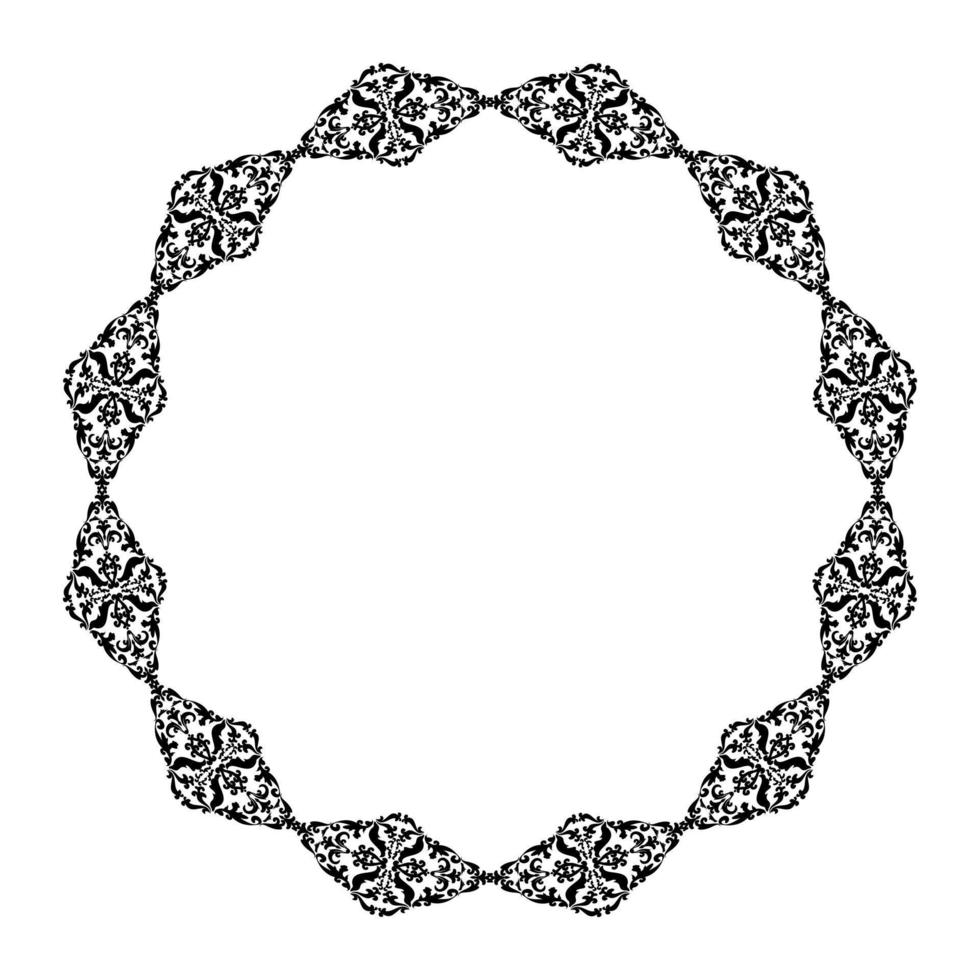 Circular oriental ornament. Circular pattern of abstract oriental elements. Black and white. Vector. For invitations, tattoos, marquetry, ceramic tiles, photo album, logo, icons, lace. vector