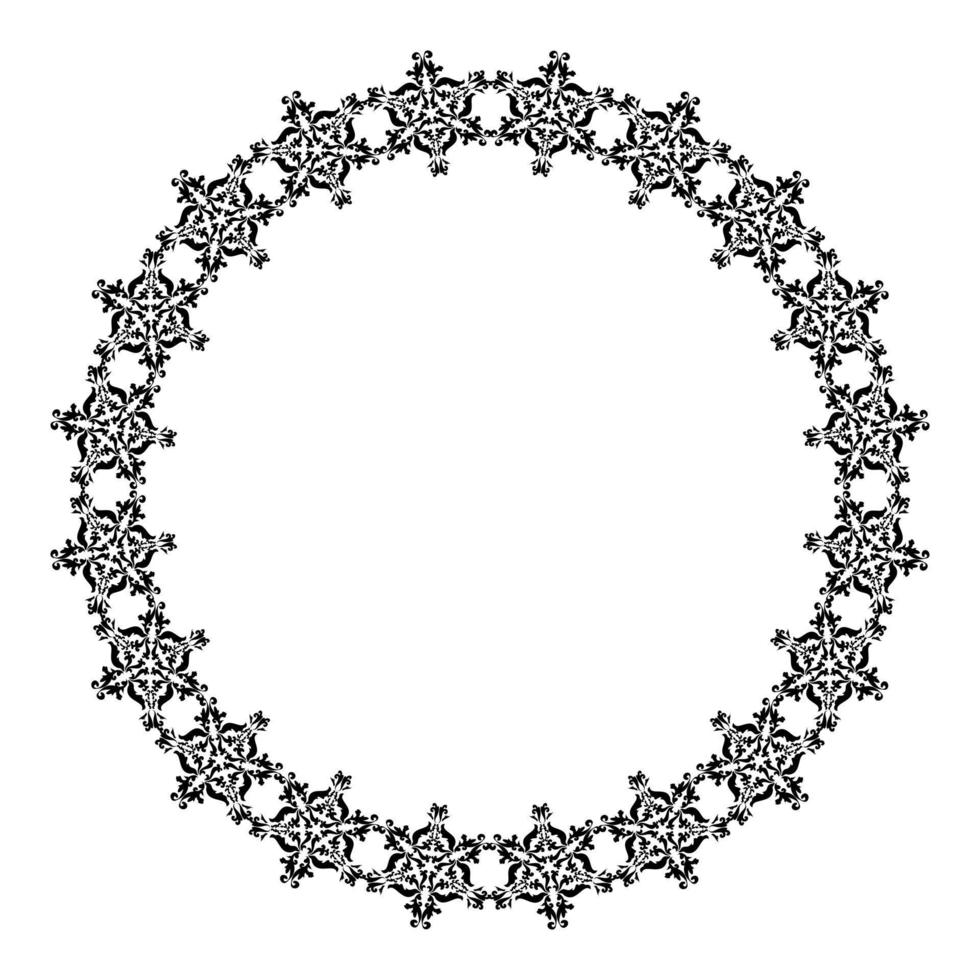 Black and white vector round pattern. Frame. Oval borders. Elegant decor in oriental style. For laser cutting, tattoo, marquetry, logo for yoga, icons, lace.