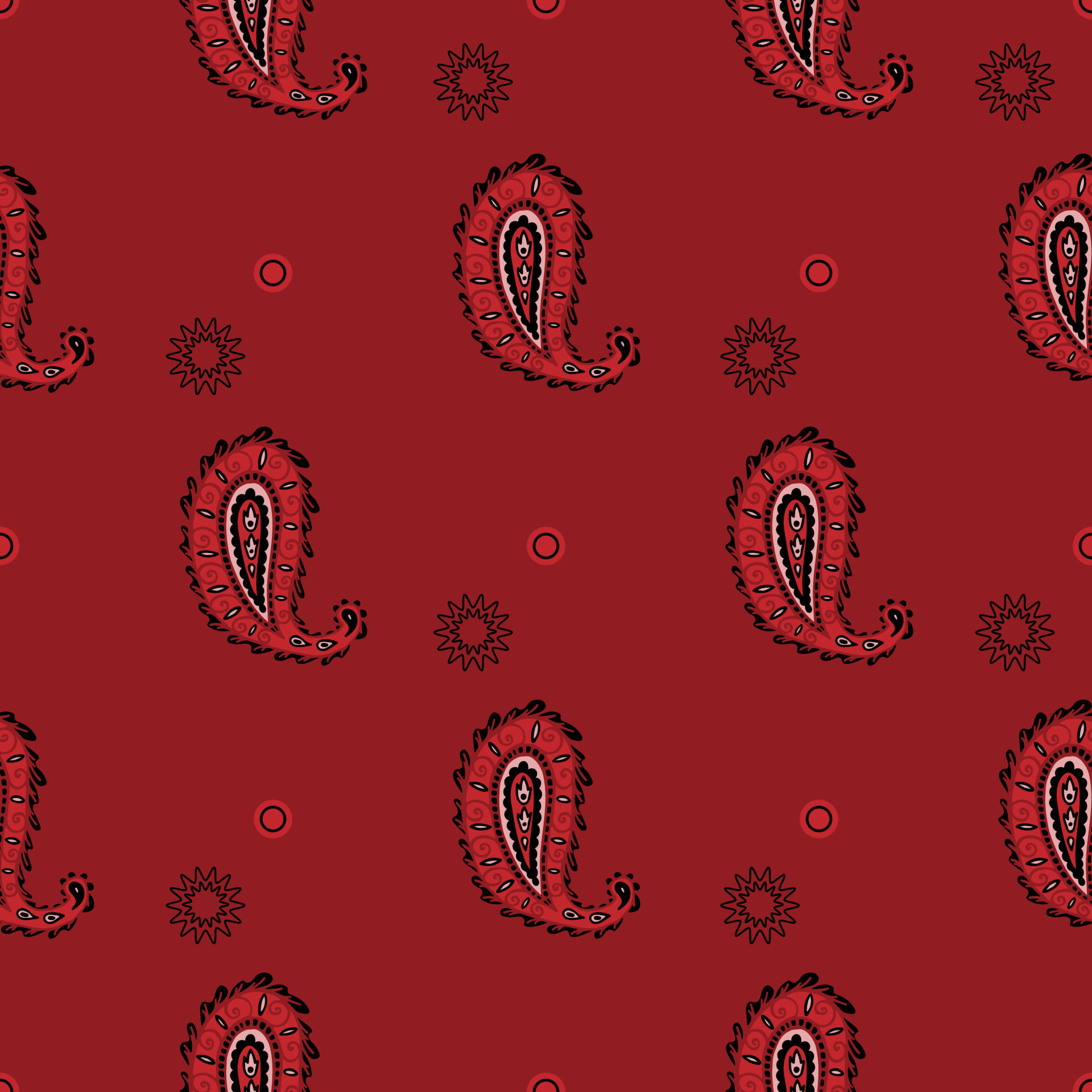 Oriental red Paisley seamless background. Vintage Paisley ornament