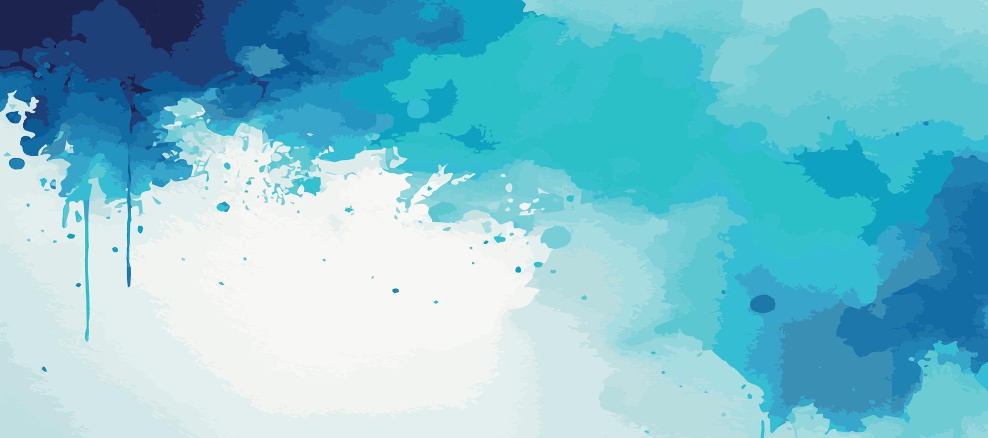 Realistic blue watercolor panoramic texture on white background - Vector