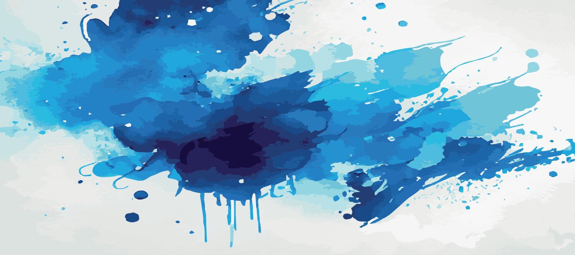 Realistic blue watercolor panoramic texture on white background - Vector